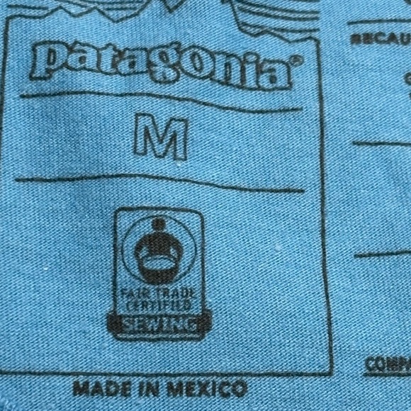 Patagonia Sky Blue “Save Our Home Planet” Organic Cotton Tee Size M - Picture 11 of 11